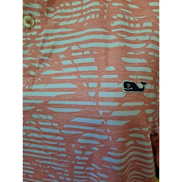 Vineyard Vines Performance Salmon and White Striped Polo Size Medium - Picture 6 of 6